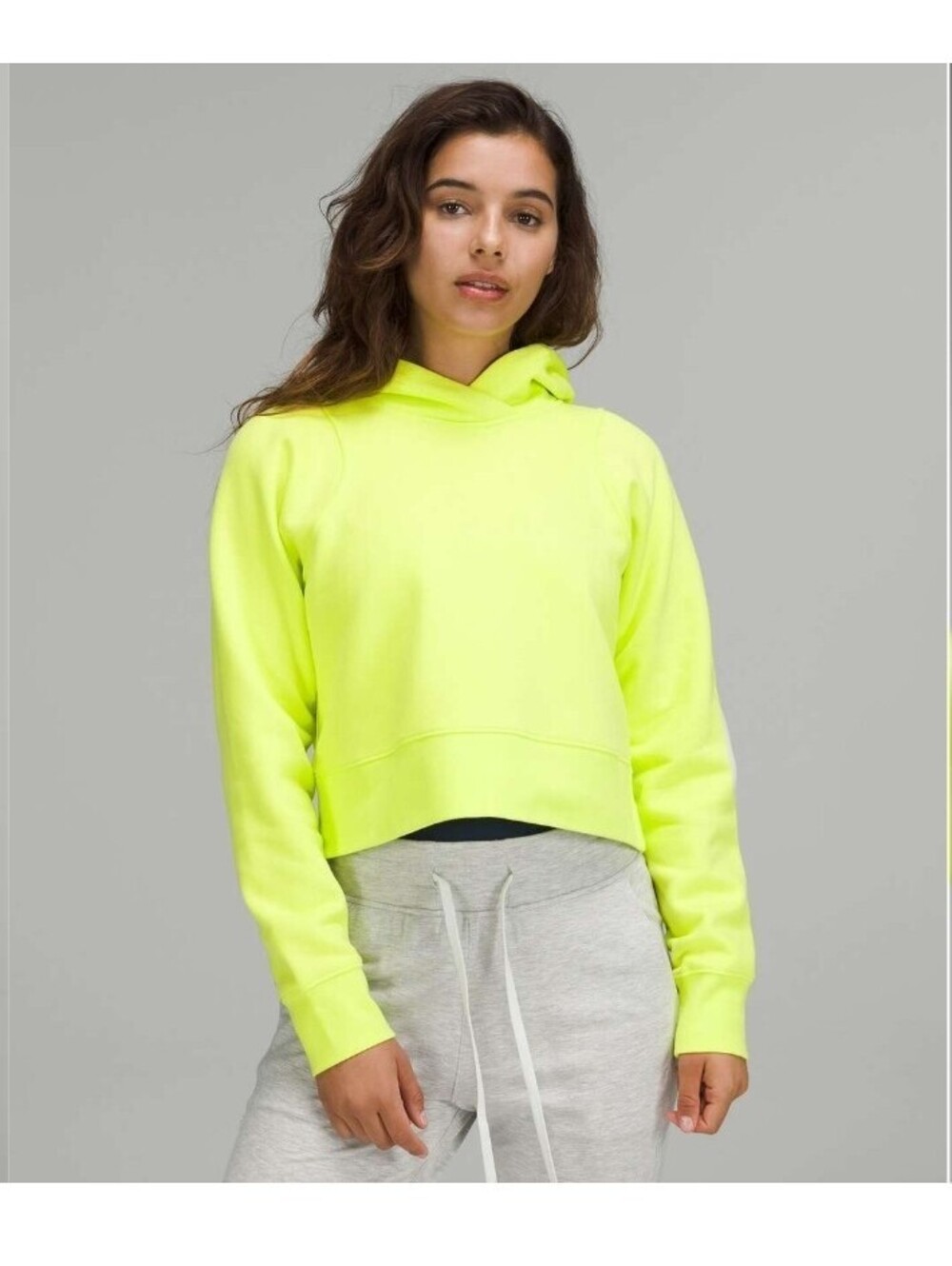 Lululemon Loungeful Cropped Hoodie Electric Lemon Yellow Size XS 0-2? Cozy